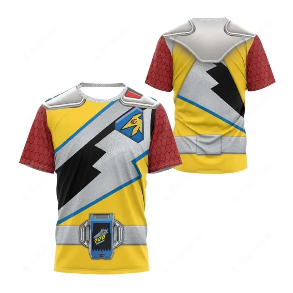 Power Rangers/Zyuden Sentai Kyoryuger 3D Printed Cosplay T-shirt A Unisex Casual Short-sleeve Top Suitable for Fans Kids