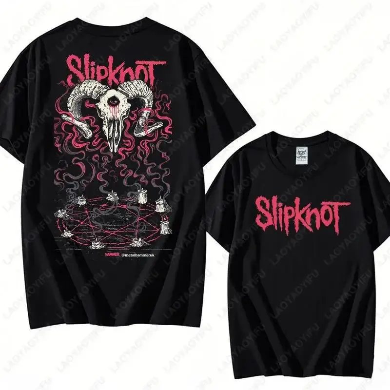 Vintage S-Slipknots Prepare for Hell Tour Black Cotton Tshirt Heavy Metal Rock Band Men Women Hip Hop Aesthetic Graphic Tshirts