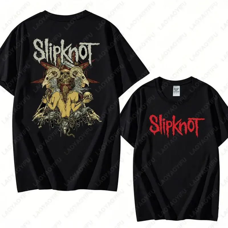 Vintage S-Slipknots Prepare for Hell Tour Black Cotton Tshirt Heavy Metal Rock Band Men Women Hip Hop Aesthetic Graphic Tshirts