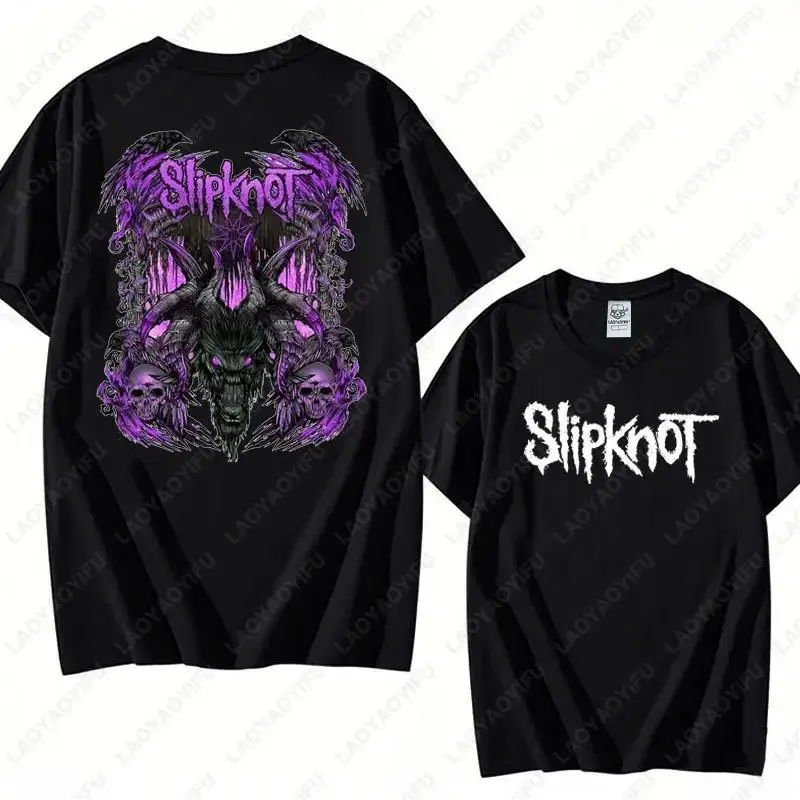 Vintage S-Slipknots Prepare for Hell Tour Black Cotton Tshirt Heavy Metal Rock Band Men Women Hip Hop Aesthetic Graphic Tshirts