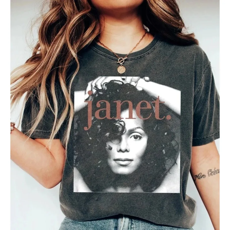 Janet Jackson Retro Shirt, 90s Retro Style Women's T-shirt Summer New Retro Unisex Casual Fashion Cotton T-shirt