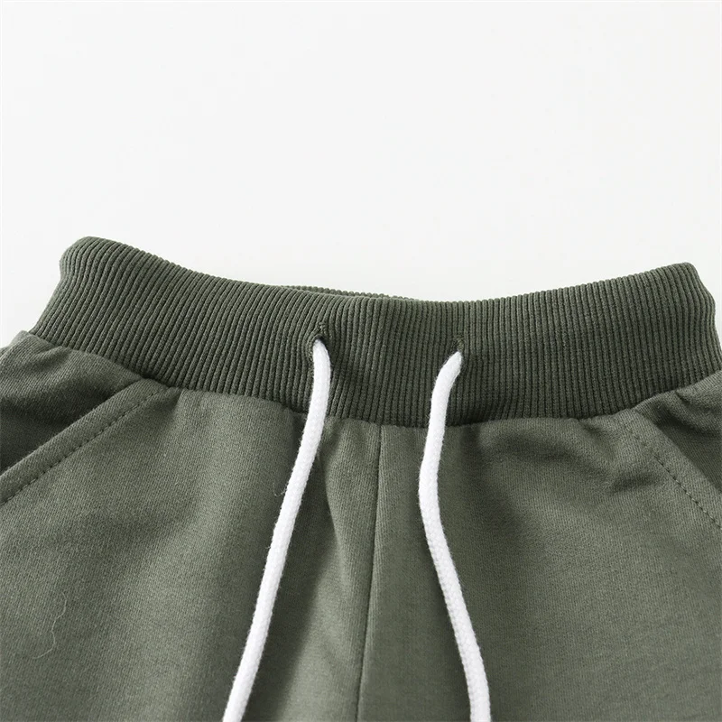 2-7T Autumn Spring Green Solid Children's Boys Sweatpants Fashion Sport Trousers Baby Drawstring Plain Full Pants