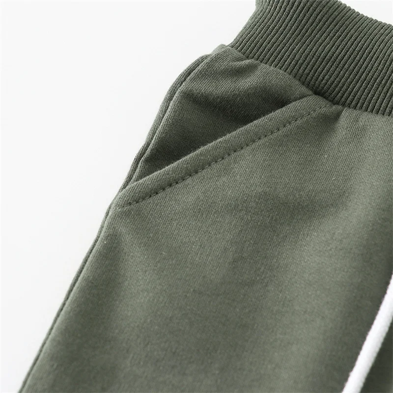 2-7T Autumn Spring Green Solid Children's Boys Sweatpants Fashion Sport Trousers Baby Drawstring Plain Full Pants