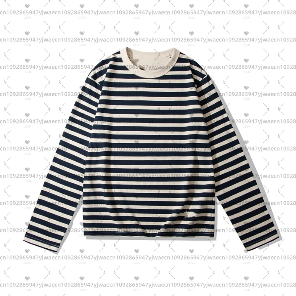 2026 spring Striped Long Sleeve hoodies For Men And Women Couple Classical Round Neck t-shirt Pullover sweatshirt men clothing