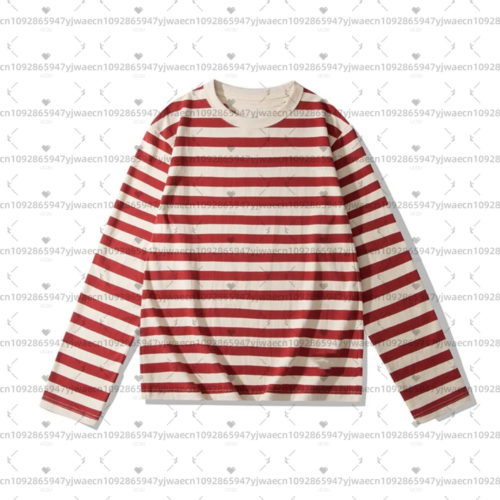 2026 spring Striped Long Sleeve hoodies For Men And Women Couple Classical Round Neck t-shirt Pullover sweatshirt men clothing