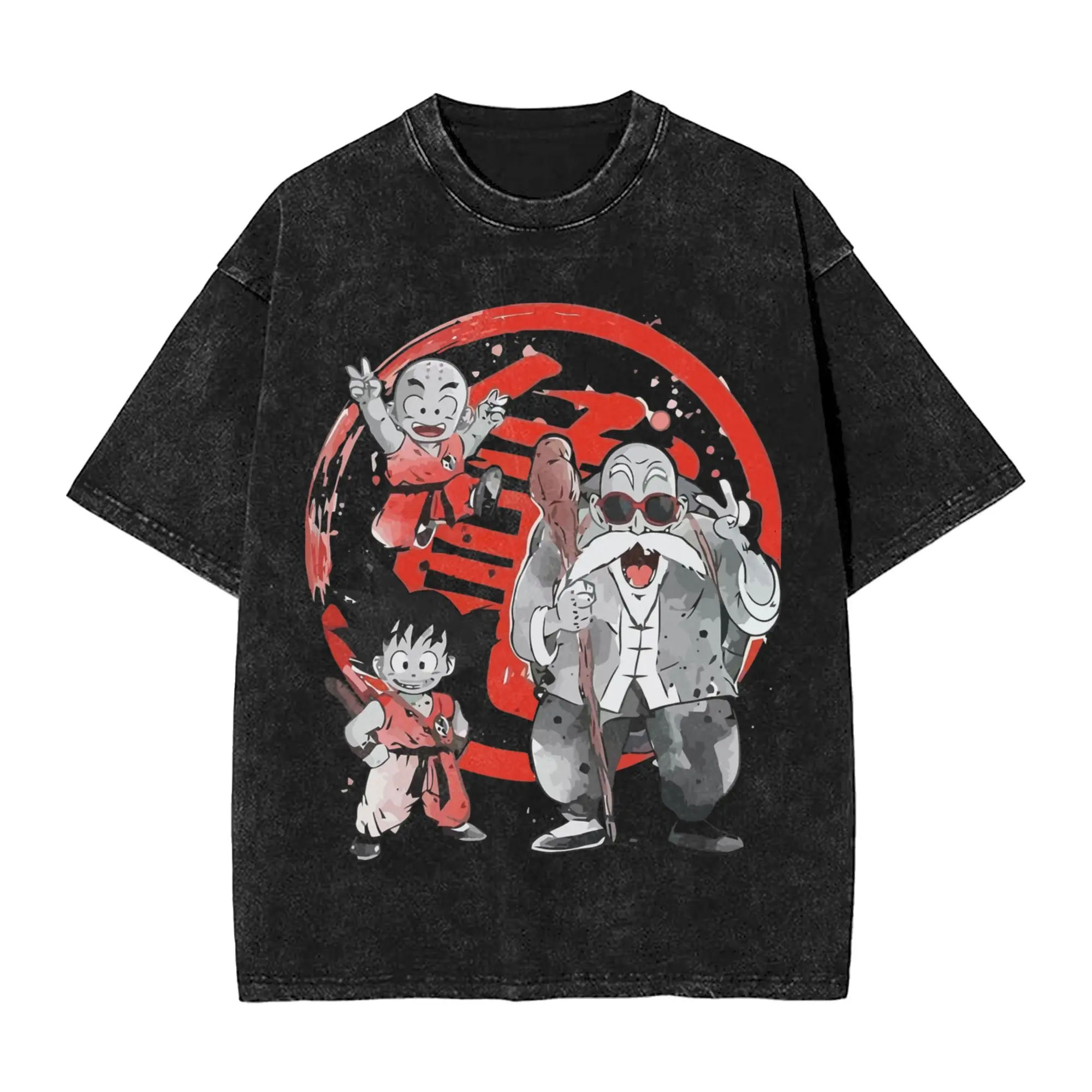 2026 Master Roshi Dragon Ball Printed T-shirt Men's and Women's Washed T-shirt High Quality Vintage Cotton T-shirt Harajuku Tops