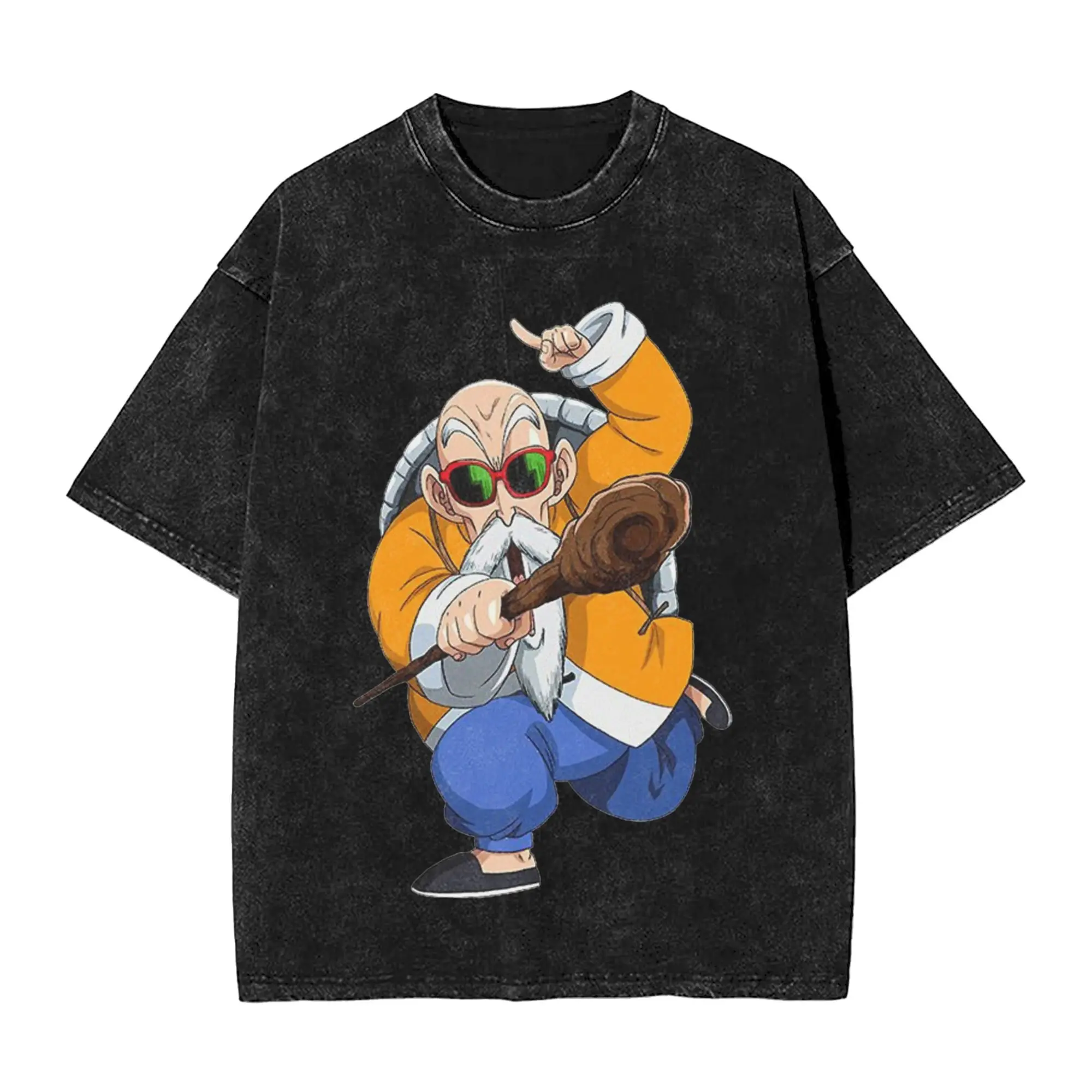 2026 Master Roshi Dragon Ball Printed T-shirt Men's and Women's Washed T-shirt High Quality Vintage Cotton T-shirt Harajuku Tops