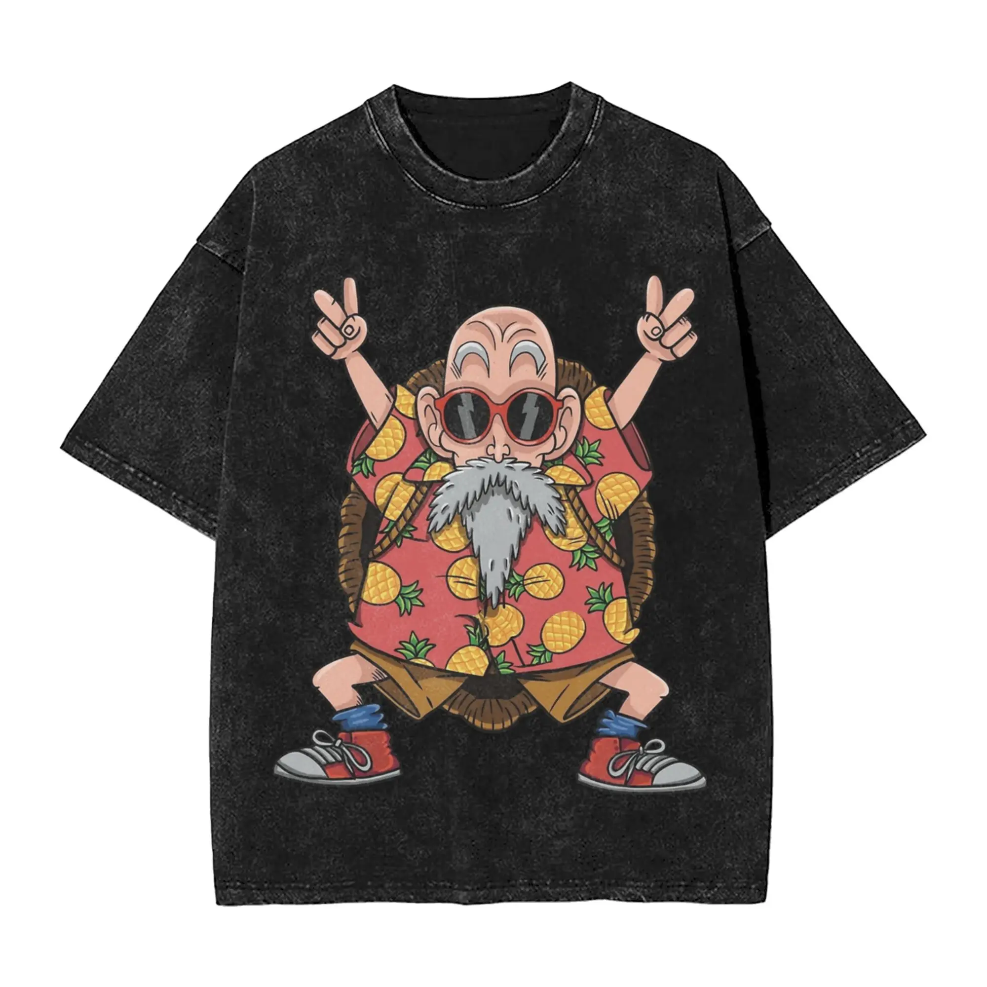 2026 Master Roshi Dragon Ball Printed T-shirt Men's and Women's Washed T-shirt High Quality Vintage Cotton T-shirt Harajuku Tops
