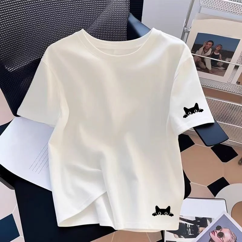 2026 Womens T-shirts Summer Cotton Casual O-Neck Short Sleeve Outdoor Sports Jogging Woman Clothes Daily Comfortable Tees Tops