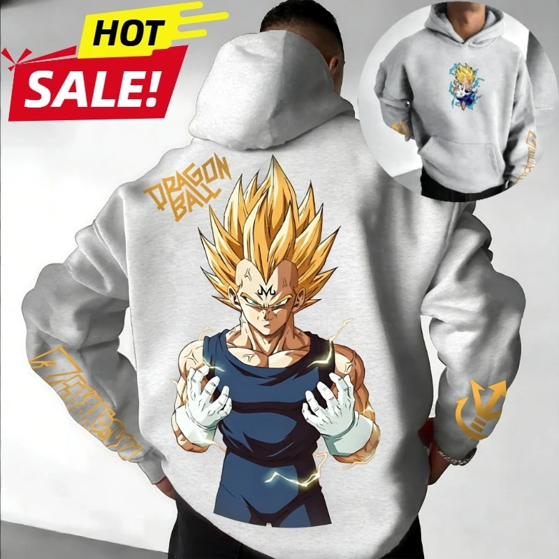 2026 New Dragon Ball Vegeta Saiyan Printed Hoodie Sweatshirt Men's and Women's Hoodie Men's Tops Sports Hoodie Harajuku Hoodie