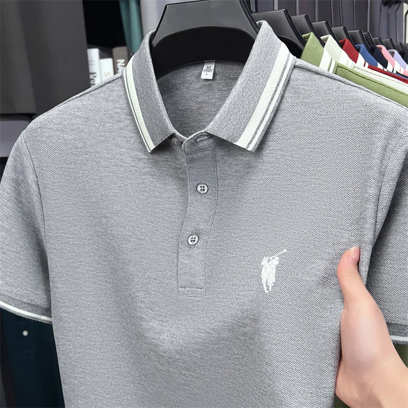 100% cotton luxury brand short sleeve polo shirt men new classic pony embroidery summer T-shirt high-end fashion casual Paul top