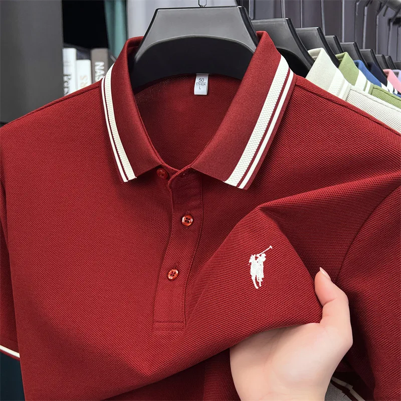100% cotton luxury brand short sleeve polo shirt men new classic pony embroidery summer T-shirt high-end fashion casual Paul top