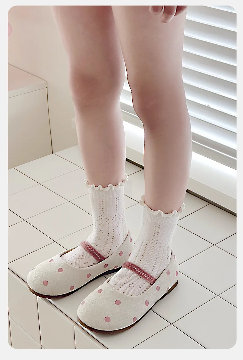 4 Pairs Summer Girls Socks Sweet Princess Breathable Solid Color Seamless Candy Color
