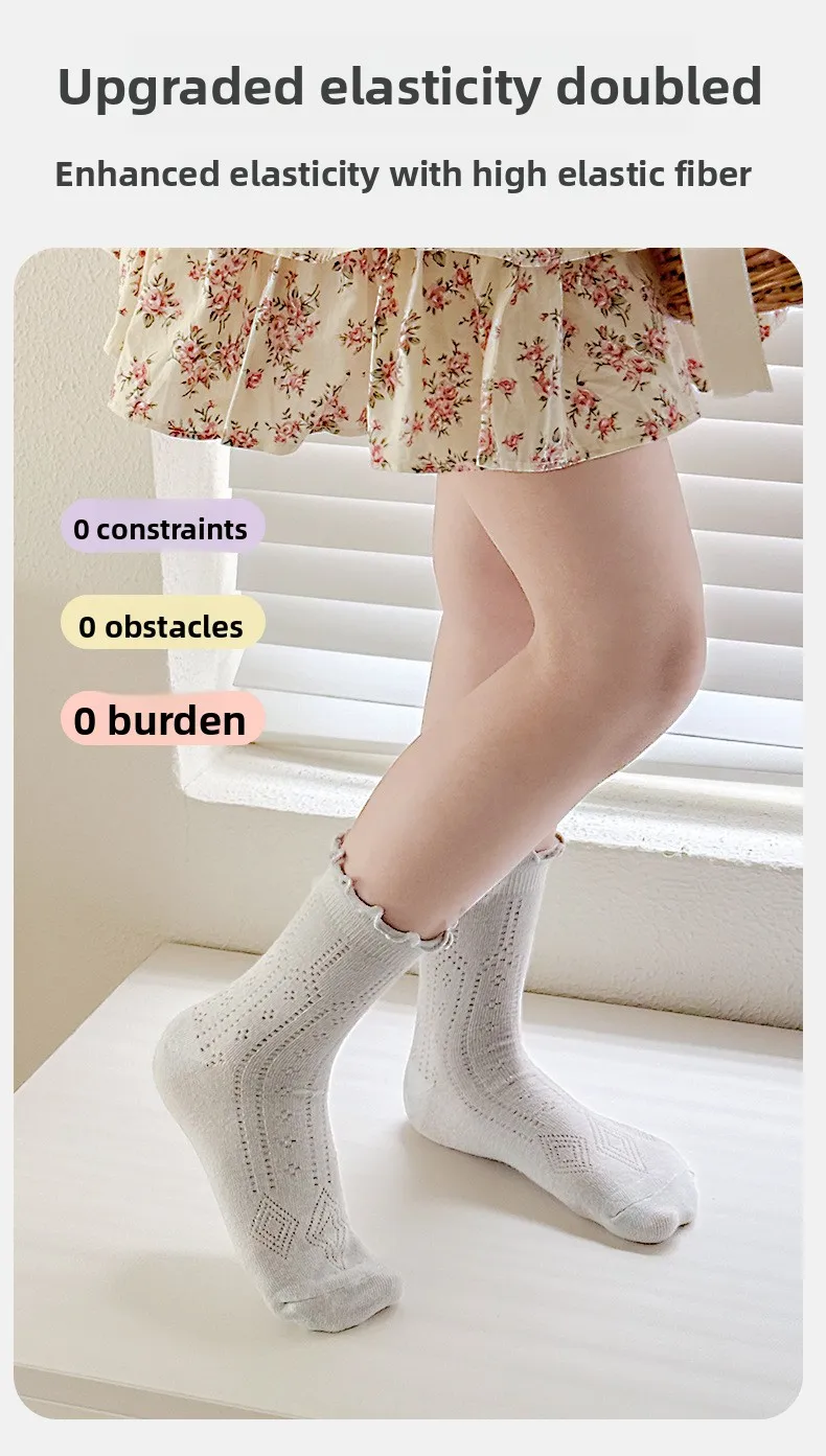 4 Pairs Summer Girls Socks Sweet Princess Breathable Solid Color Seamless Candy Color