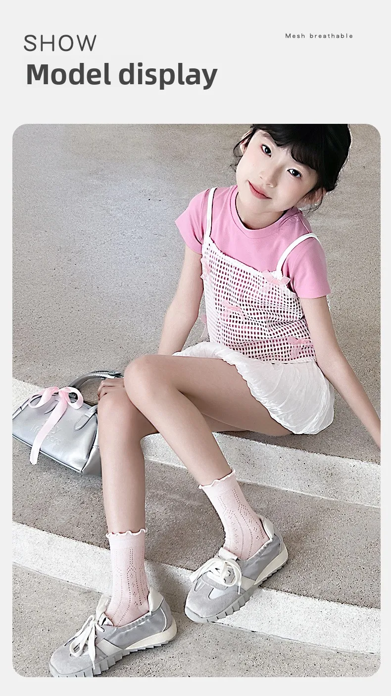 4 Pairs Summer Girls Socks Sweet Princess Breathable Solid Color Seamless Candy Color