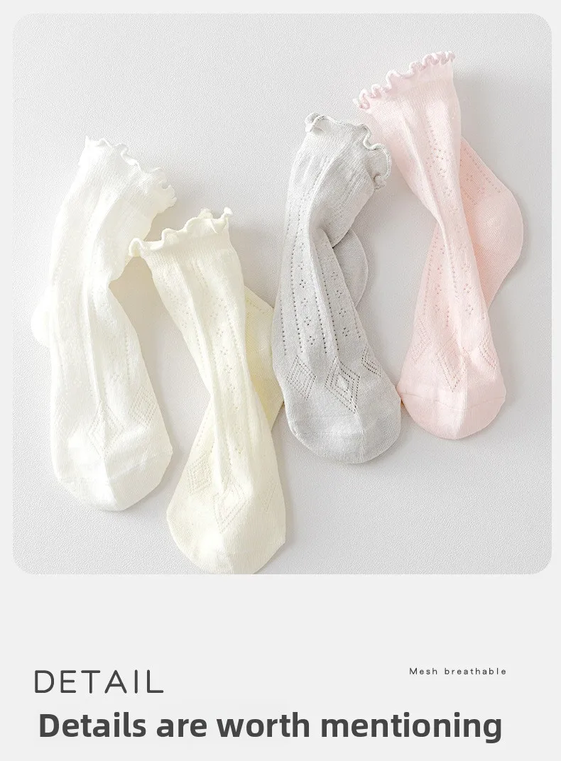 4 Pairs Summer Girls Socks Sweet Princess Breathable Solid Color Seamless Candy Color