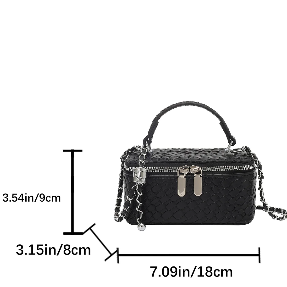 Retro Women Crossbody Bag Woven Pattern Soft PU Leather Handbag Multi Function Adjustable Chain Strap Shoulder Bag for Commute