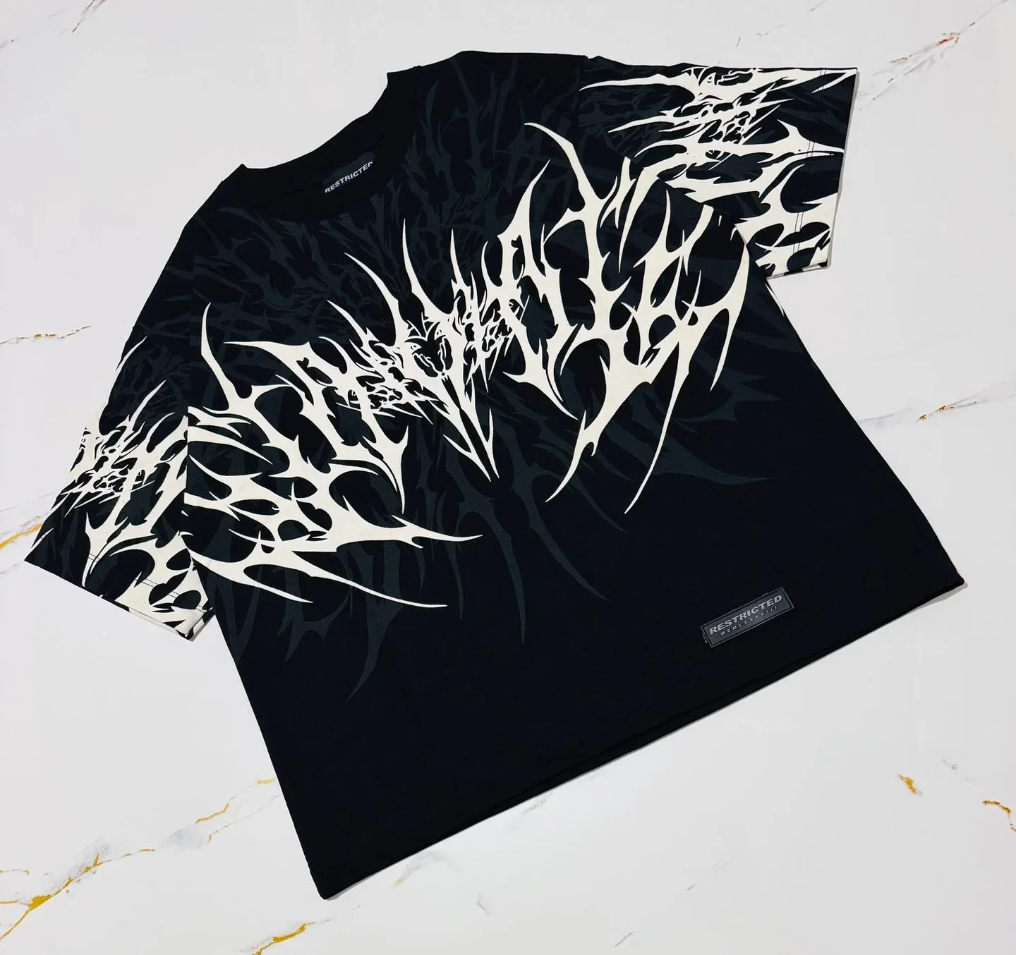 Y2K Cyberpunk Gothic T Shirt Edgy Thorn Texture Print Pure Cotton Streetwear Fashion Graphic Tee Urban Style Comfortable Fit