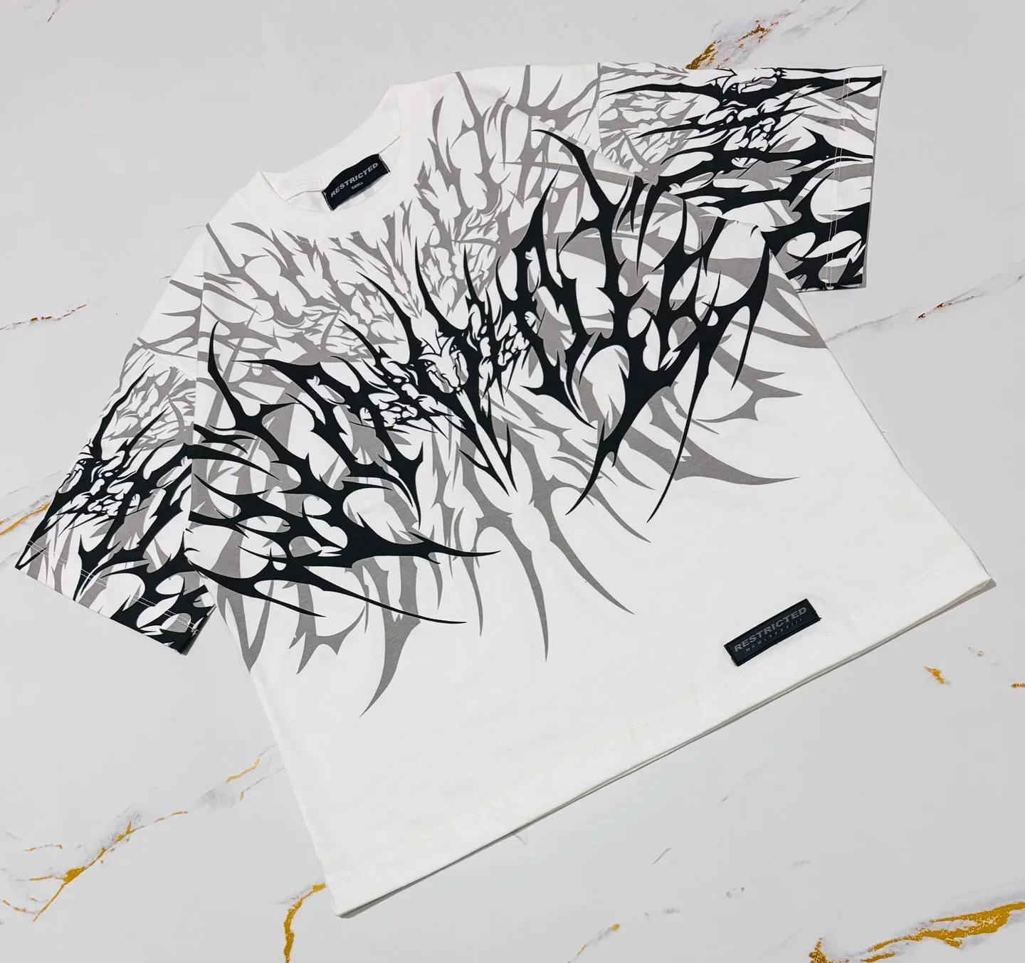 Y2K Cyberpunk Gothic T Shirt Edgy Thorn Texture Print Pure Cotton Streetwear Fashion Graphic Tee Urban Style Comfortable Fit