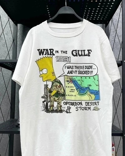 Bootleg Bart 90s Energy War Gulf War 1991 White T-shirt Suitable for Streetwear Hip Hop Urban Fashion