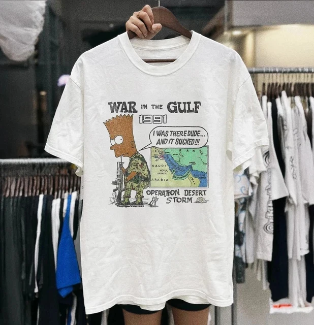 Bootleg Bart 90s Energy War Gulf War 1991 White T-shirt Suitable for Streetwear Hip Hop Urban Fashion