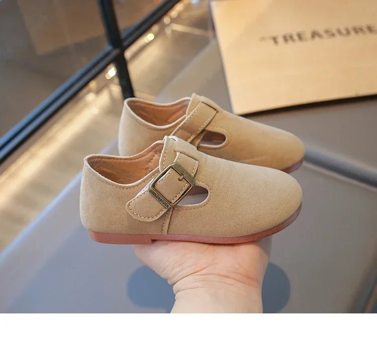 2026 New Fashion Boys Girls Moccasins Hook&loop Non-slip Elegant Kids Flat Shoes Soft Sole Children Leather Shoes Retro Sweet