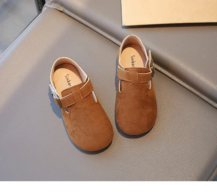 2026 New Fashion Boys Girls Moccasins Hook&loop Non-slip Elegant Kids Flat Shoes Soft Sole Children Leather Shoes Retro Sweet