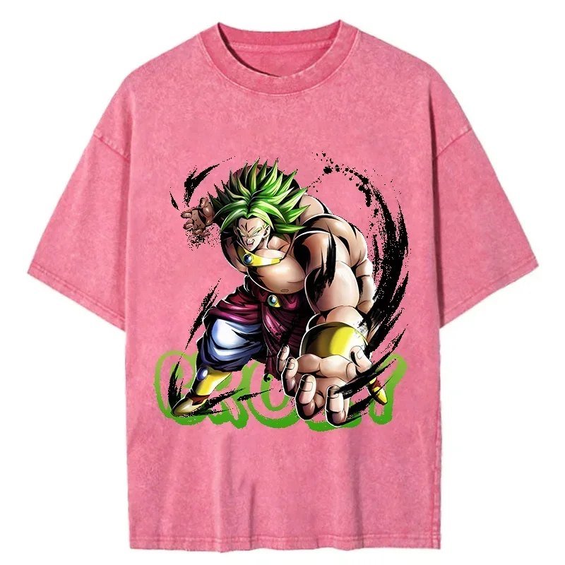 Men Streetwear Hip Hop Vintage Pink Tshirt Japanese Anime Dragon Ball Graphic T-Shirt Harajuku Summer T Shirt Cotton Tops Tees