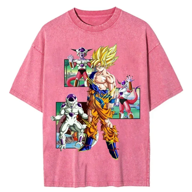 Men Streetwear Hip Hop Vintage Pink Tshirt Japanese Anime Dragon Ball Graphic T-Shirt Harajuku Summer T Shirt Cotton Tops Tees