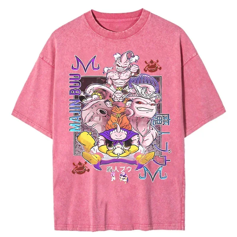 Men Streetwear Hip Hop Vintage Pink Tshirt Japanese Anime Dragon Ball Graphic T-Shirt Harajuku Summer T Shirt Cotton Tops Tees