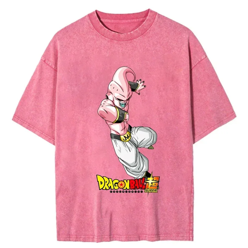 Men Streetwear Hip Hop Vintage Pink Tshirt Japanese Anime Dragon Ball Graphic T-Shirt Harajuku Summer T Shirt Cotton Tops Tees