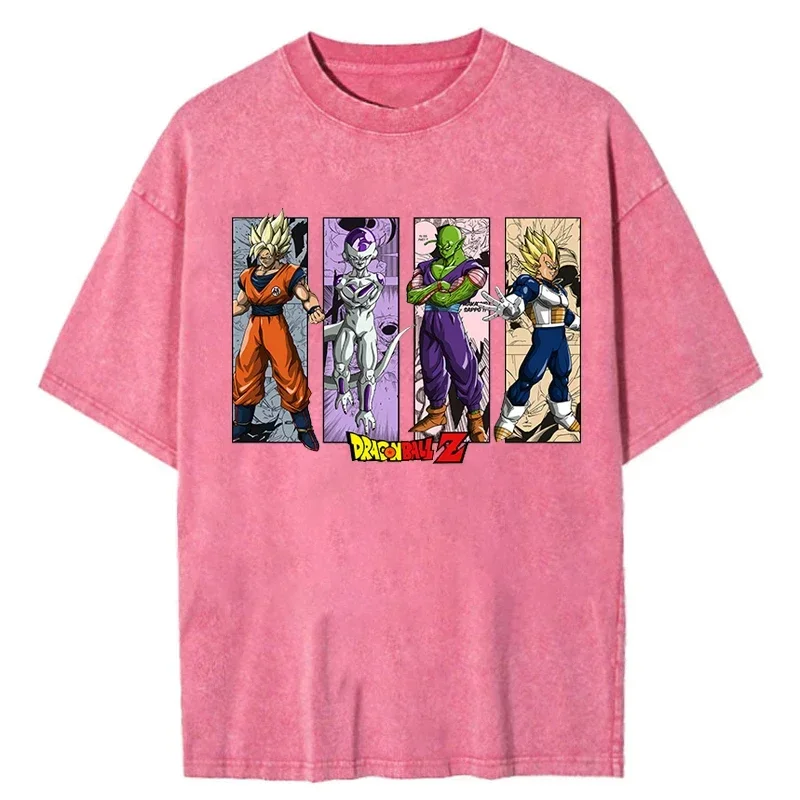 Men Streetwear Hip Hop Vintage Pink Tshirt Japanese Anime Dragon Ball Graphic T-Shirt Harajuku Summer T Shirt Cotton Tops Tees