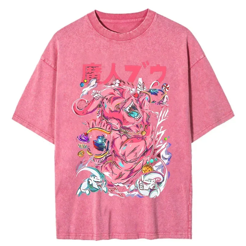 Men Streetwear Hip Hop Vintage Pink Tshirt Japanese Anime Dragon Ball Graphic T-Shirt Harajuku Summer T Shirt Cotton Tops Tees