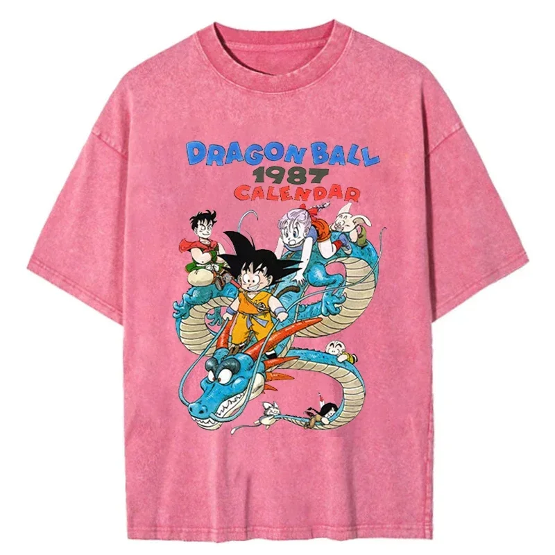 Men Streetwear Hip Hop Vintage Pink Tshirt Japanese Anime Dragon Ball Graphic T-Shirt Harajuku Summer T Shirt Cotton Tops Tees