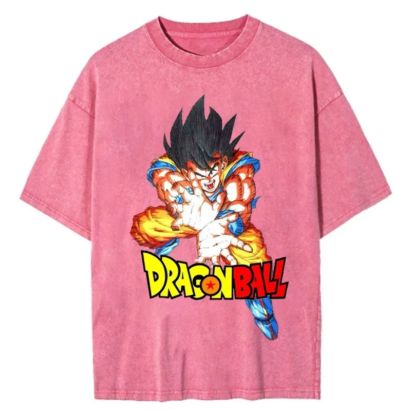 Men Streetwear Hip Hop Vintage Pink Tshirt Japanese Anime Dragon Ball Graphic T-Shirt Harajuku Summer T Shirt Cotton Tops Tees