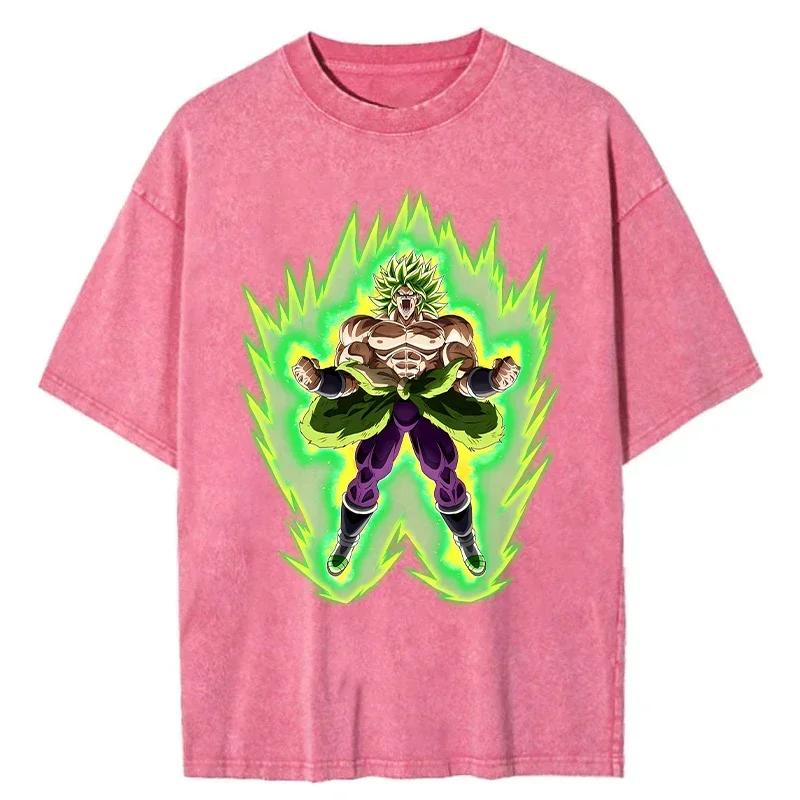 Men Streetwear Hip Hop Vintage Pink Tshirt Japanese Anime Dragon Ball Graphic T-Shirt Harajuku Summer T Shirt Cotton Tops Tees