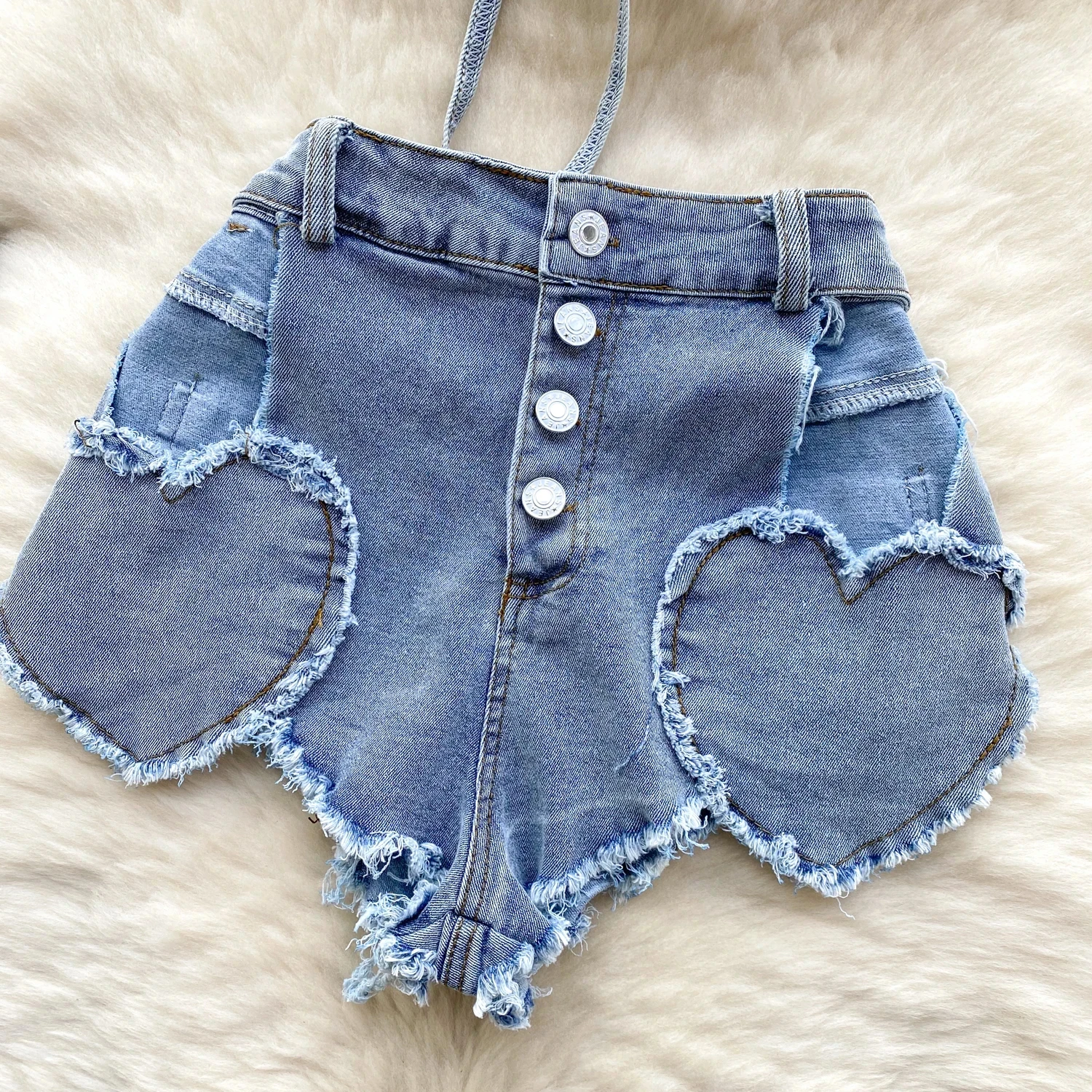 Retro Women Bikini Denim Suits Summer Halter Camis Mini Short Pant Fashion Vacation Suits Sexy Comfortable