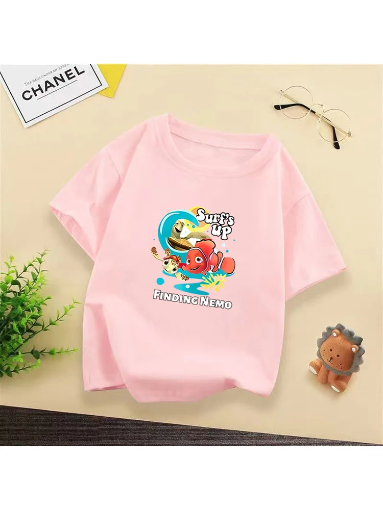 Nemo's Surf Time! Finding Nemo Cute Marine Life Print Kids' T-Shirt – Bursting with Lively Energy!tk0008