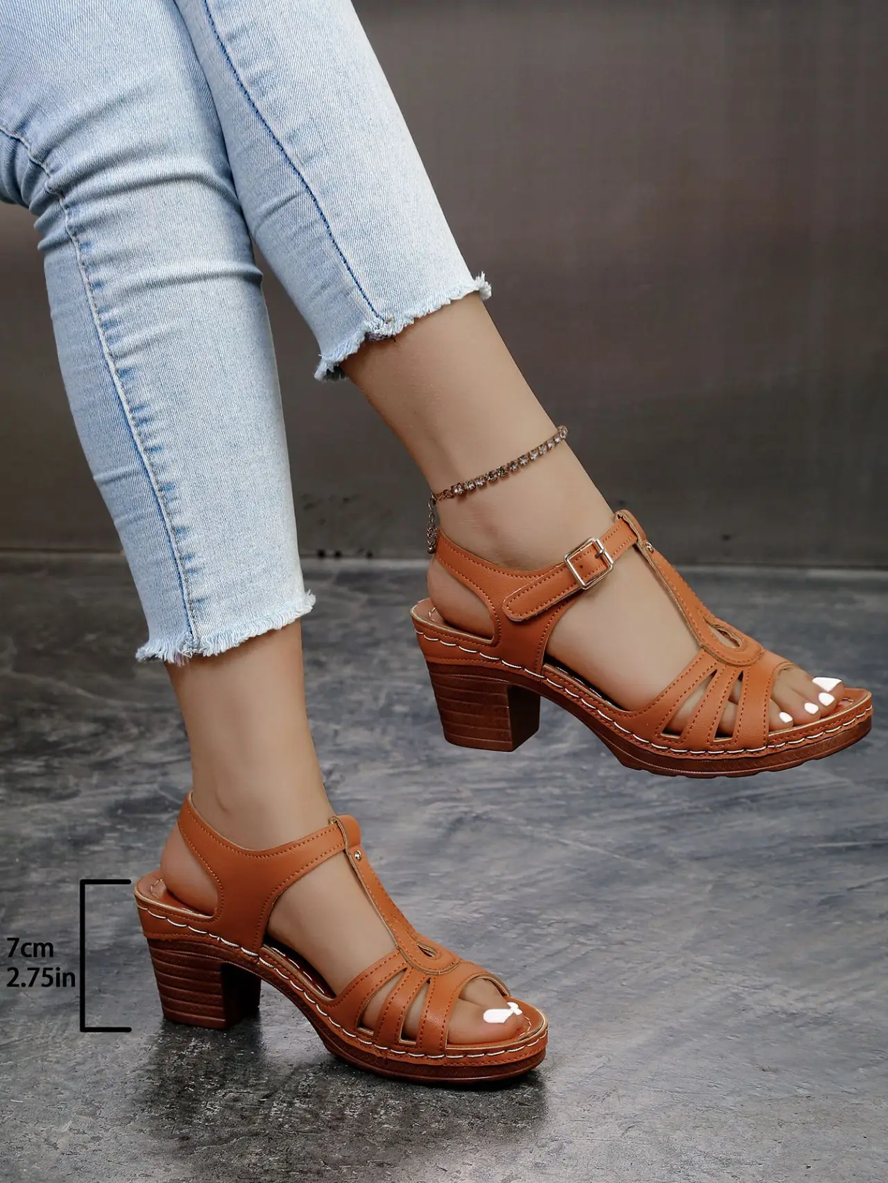 Plus Size 43 Sandals for Women Summer Fashion and Lightweight Peep Toe Hihg Heels Woman Ankle Strap Casual Gladiator Sandals