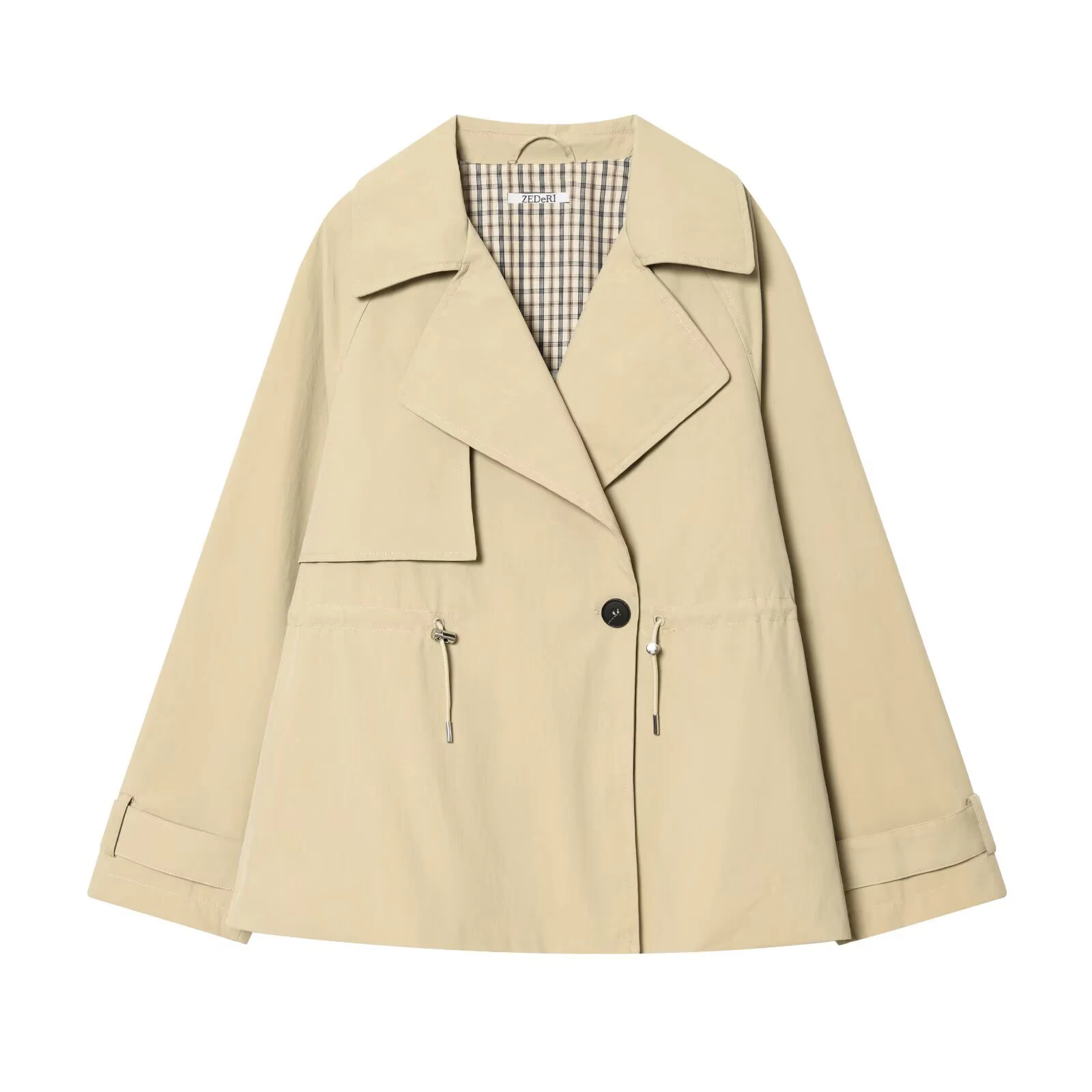 2026 Spring/Summer New Product Women's Fashion Style Long Sleeve Collar Adjustable Waist Short Windbreaker