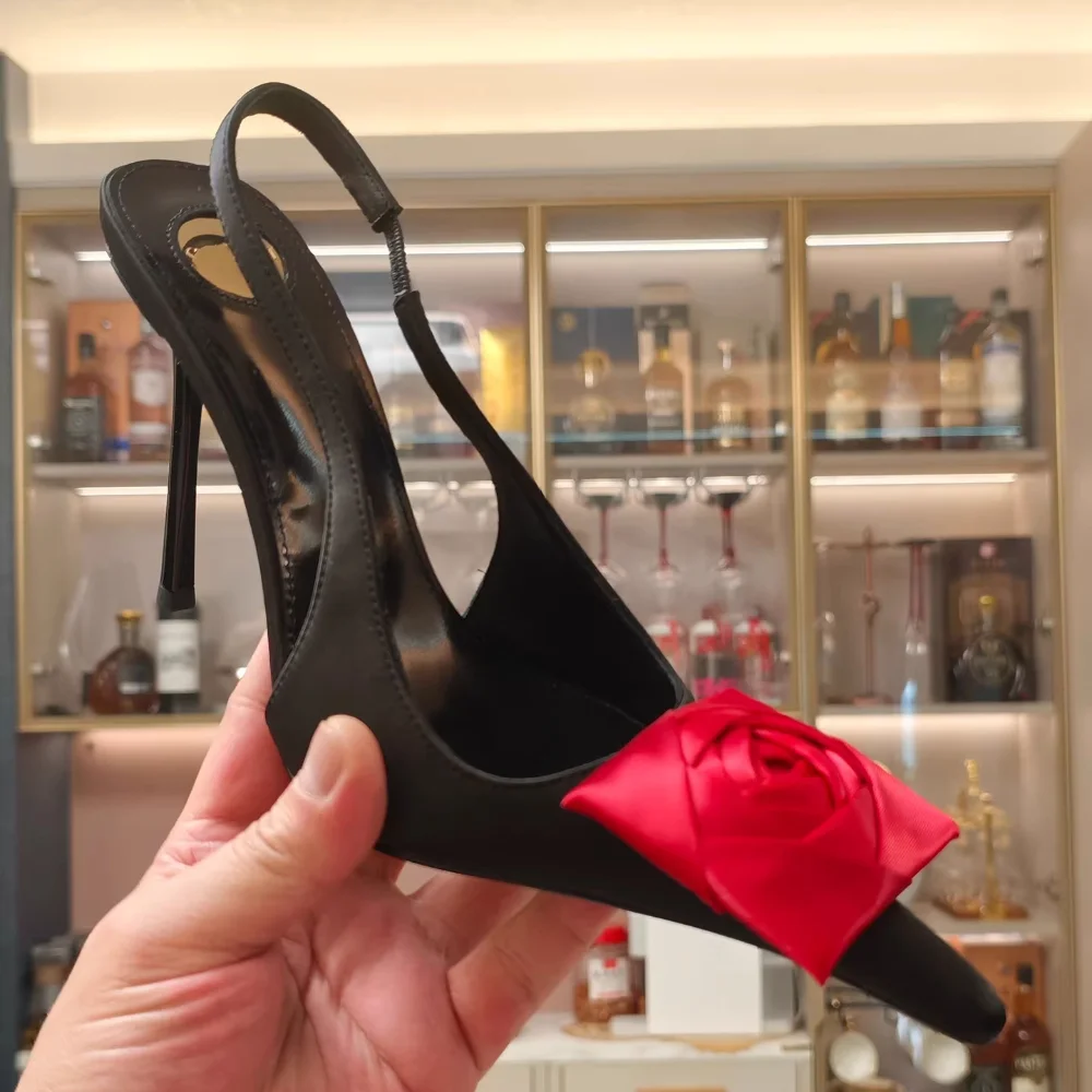 2026 Spring and Summer New Pointed Flower Stiletto Sandals Women's Back Trip Sexy Fashion Trend High Heels