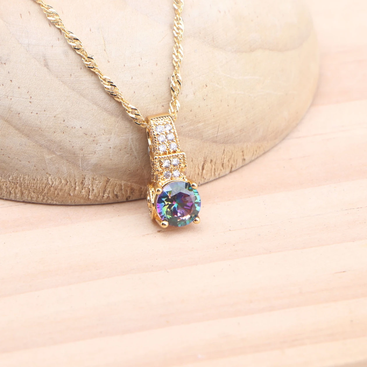 925 Silver Jewelry Sets For Women Magic Rainbow Zircon Gold Color Wedding Earrings Stones Bracelets Rings Pendant Necklace Set