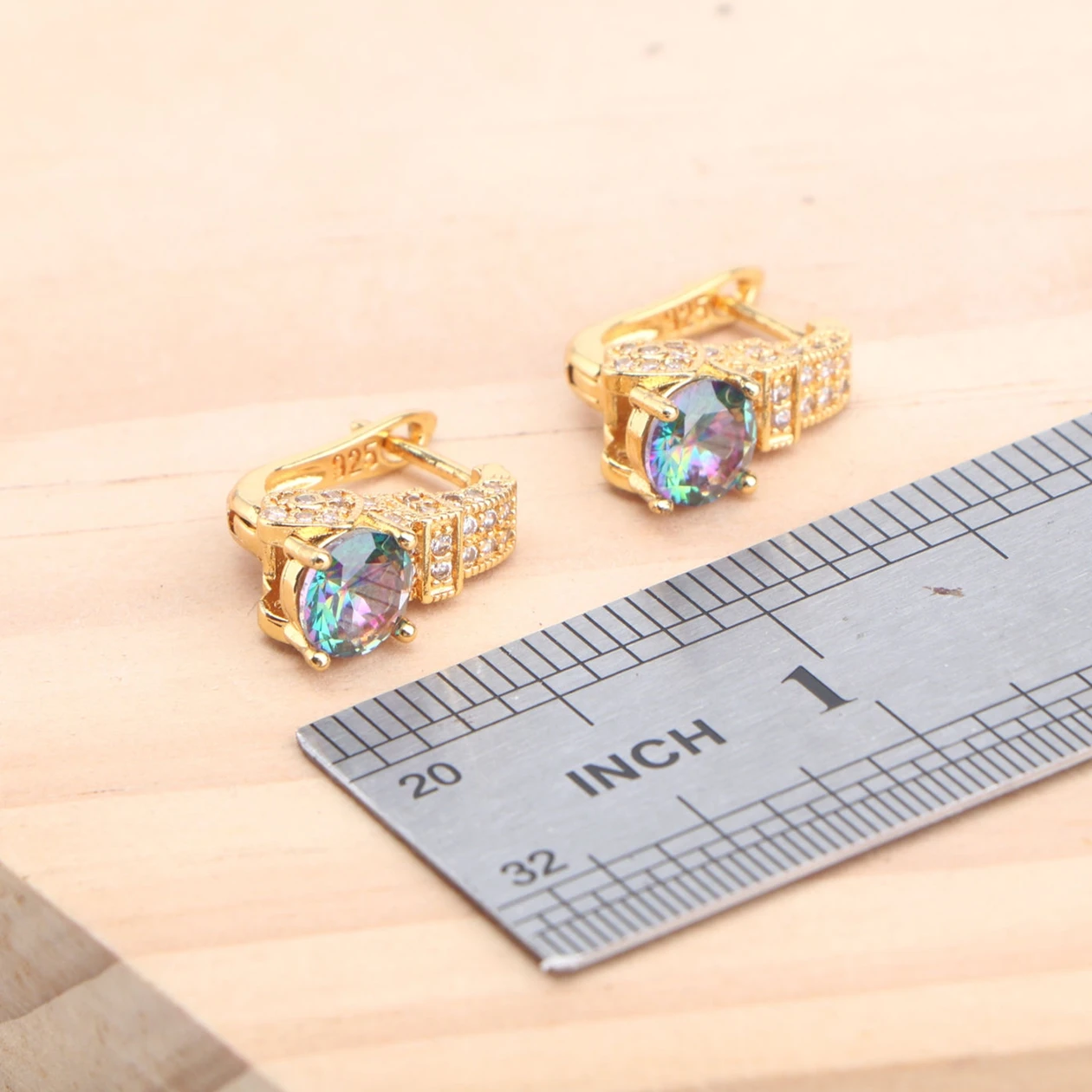 925 Silver Jewelry Sets For Women Magic Rainbow Zircon Gold Color Wedding Earrings Stones Bracelets Rings Pendant Necklace Set