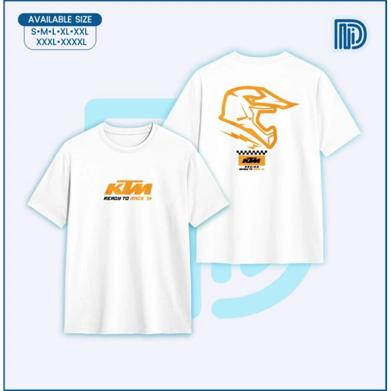 KTM Racing Logo Men’s T-Shirt Cotton Short Sleeve Crew Neck Casual Motorcycle Graphic Tee Summer Streetwear Black Tee