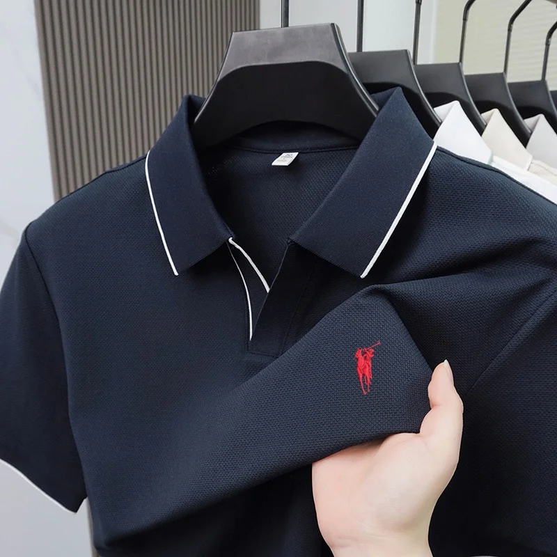 2026 New Fashionable Pony Embroidered Men's Summer Short sleeved Polo Shirt Skin friendly Breathable Business Casual T-shirt Top