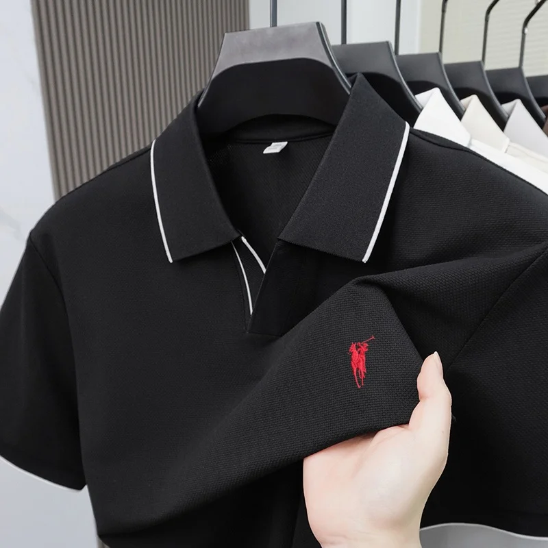 2026 New Fashionable Pony Embroidered Men's Summer Short sleeved Polo Shirt Skin friendly Breathable Business Casual T-shirt Top