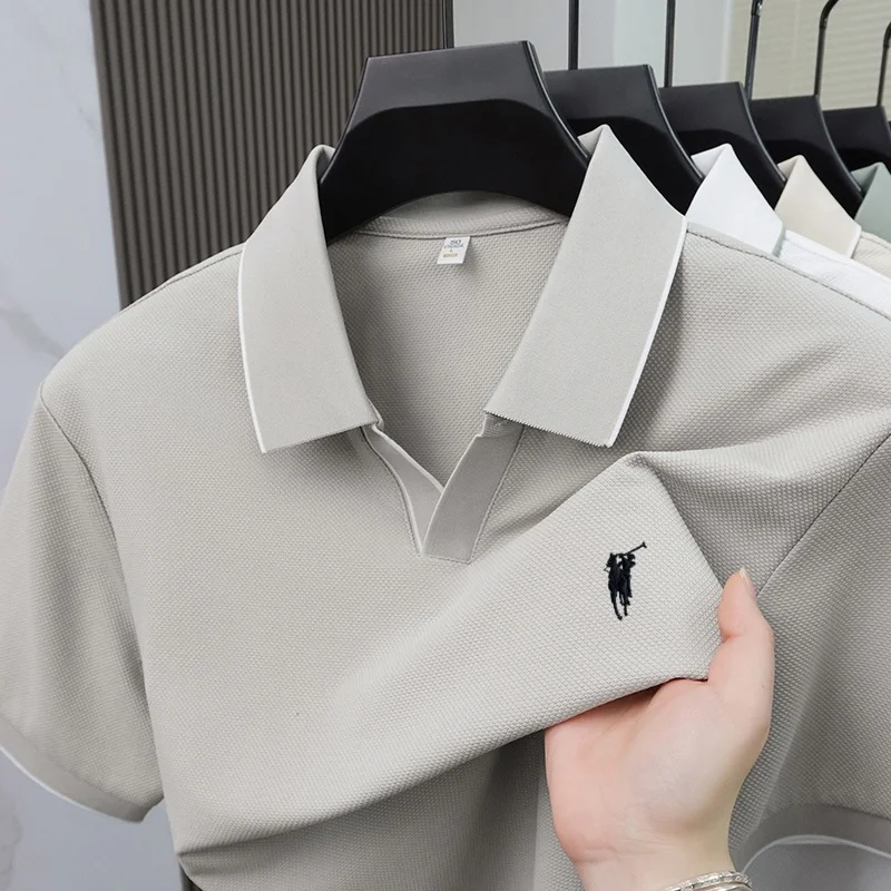 2026 New Fashionable Pony Embroidered Men's Summer Short sleeved Polo Shirt Skin friendly Breathable Business Casual T-shirt Top