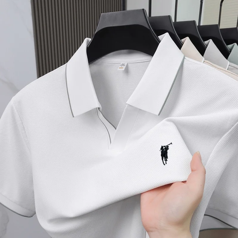 2026 New Fashionable Pony Embroidered Men's Summer Short sleeved Polo Shirt Skin friendly Breathable Business Casual T-shirt Top