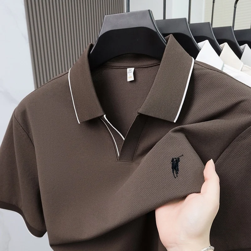 2026 New Fashionable Pony Embroidered Men's Summer Short sleeved Polo Shirt Skin friendly Breathable Business Casual T-shirt Top