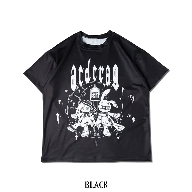 Japanese Original Kawaii Girls Harajuku Style T-shirt Kids Gothic Printed Short Sleeved Y2k Adult Subculture Role-playing Top